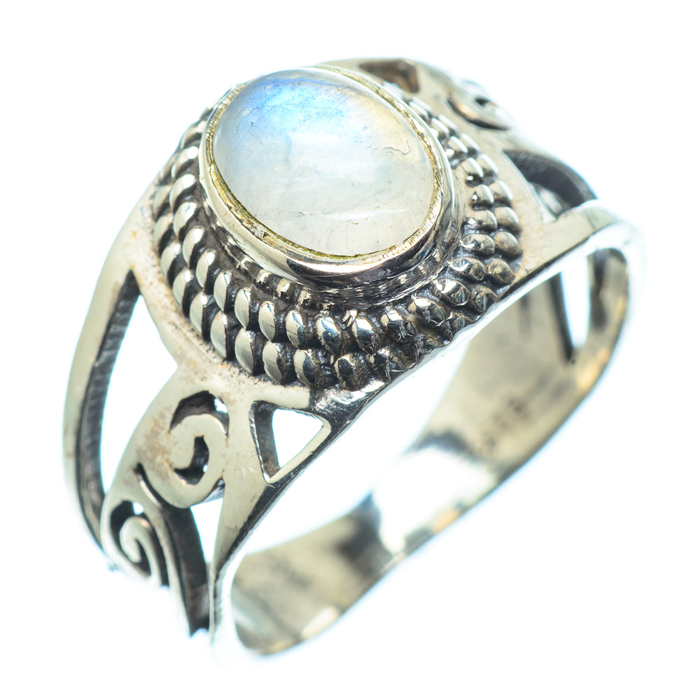 Rainbow Moonstone Rings handcrafted by Anasilvercos - RING24608