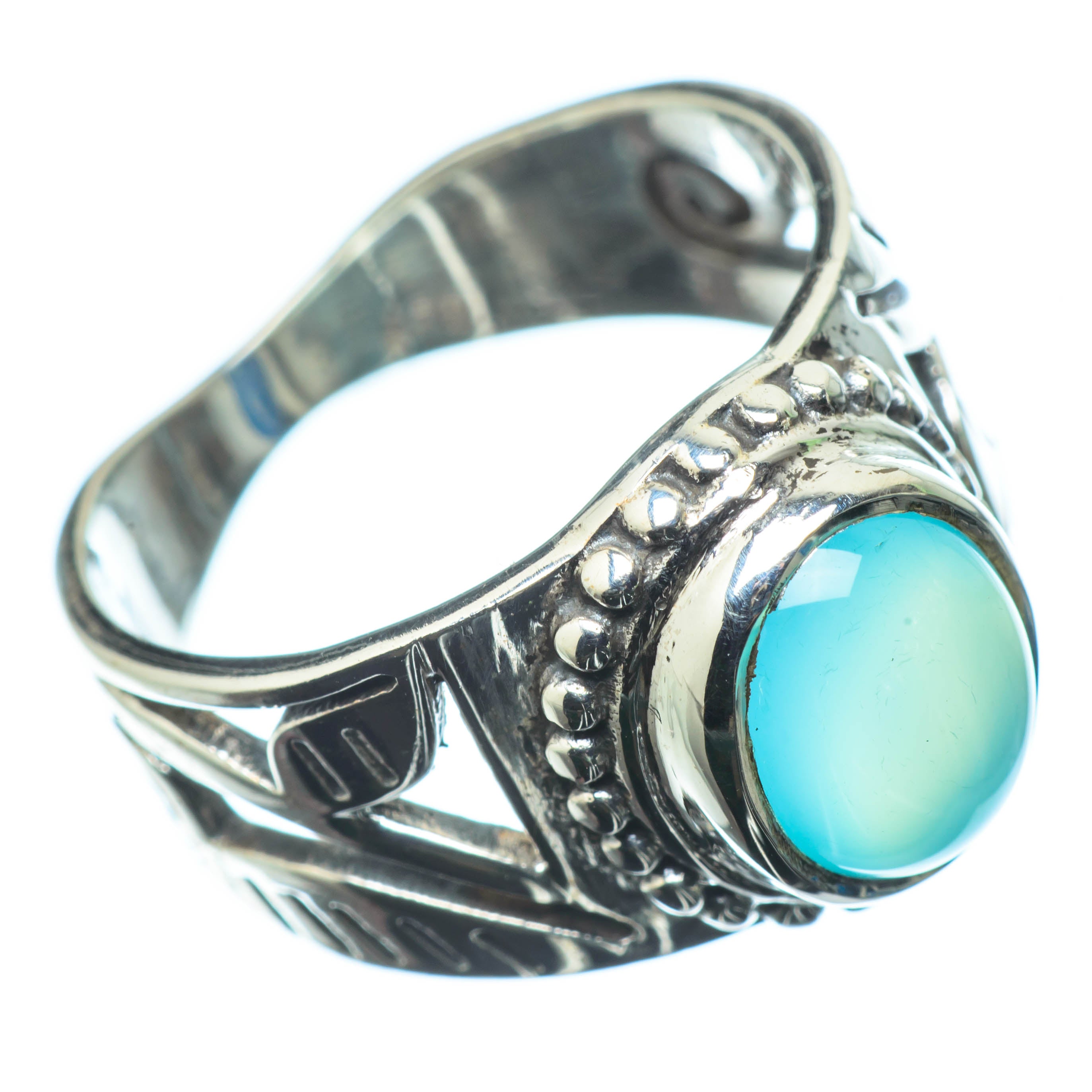 Aqua Chalcedony Rings handcrafted by Anasilvercos - RING24776