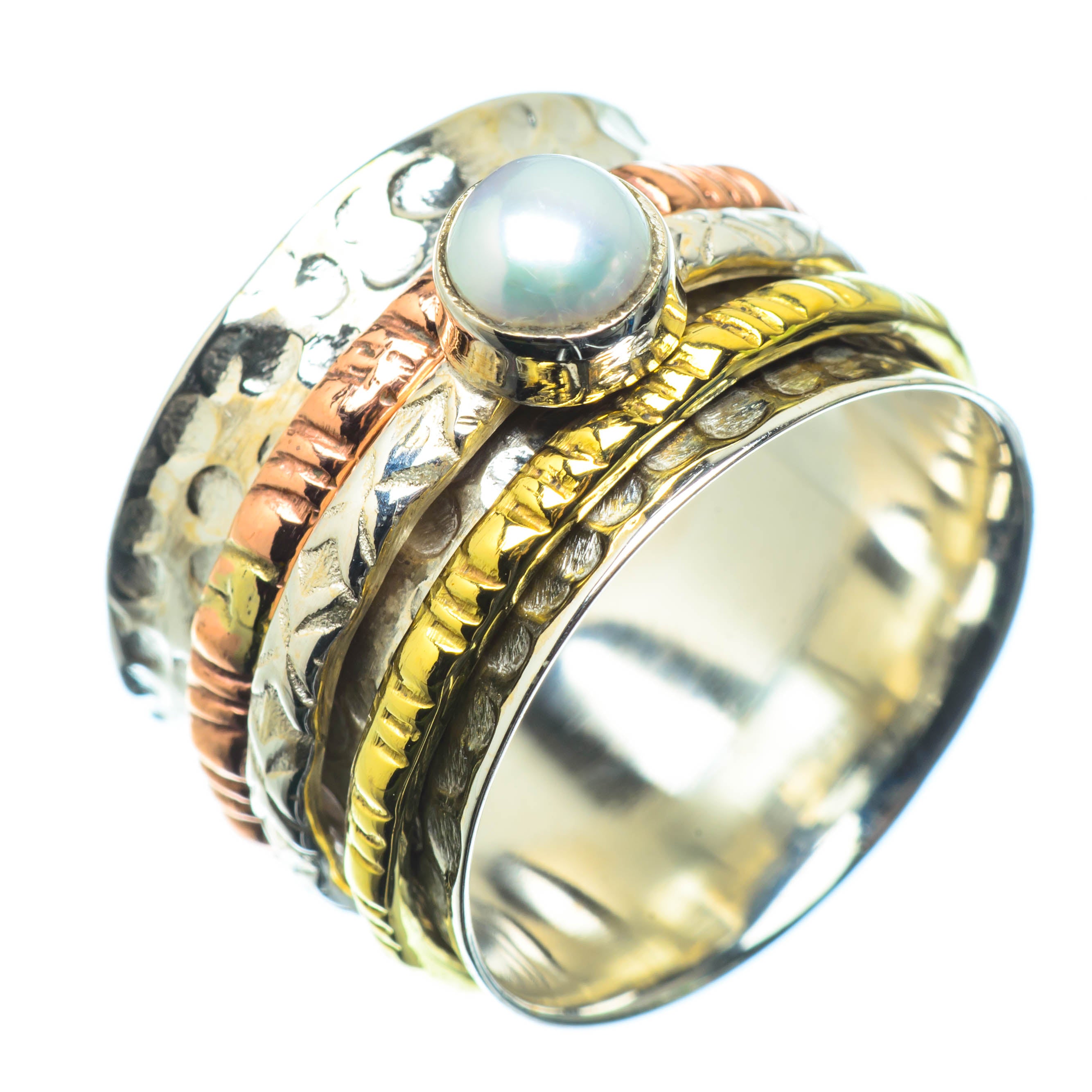 Cultured Pearl Copper Rings handcrafted by Anasilvercos - RING25250