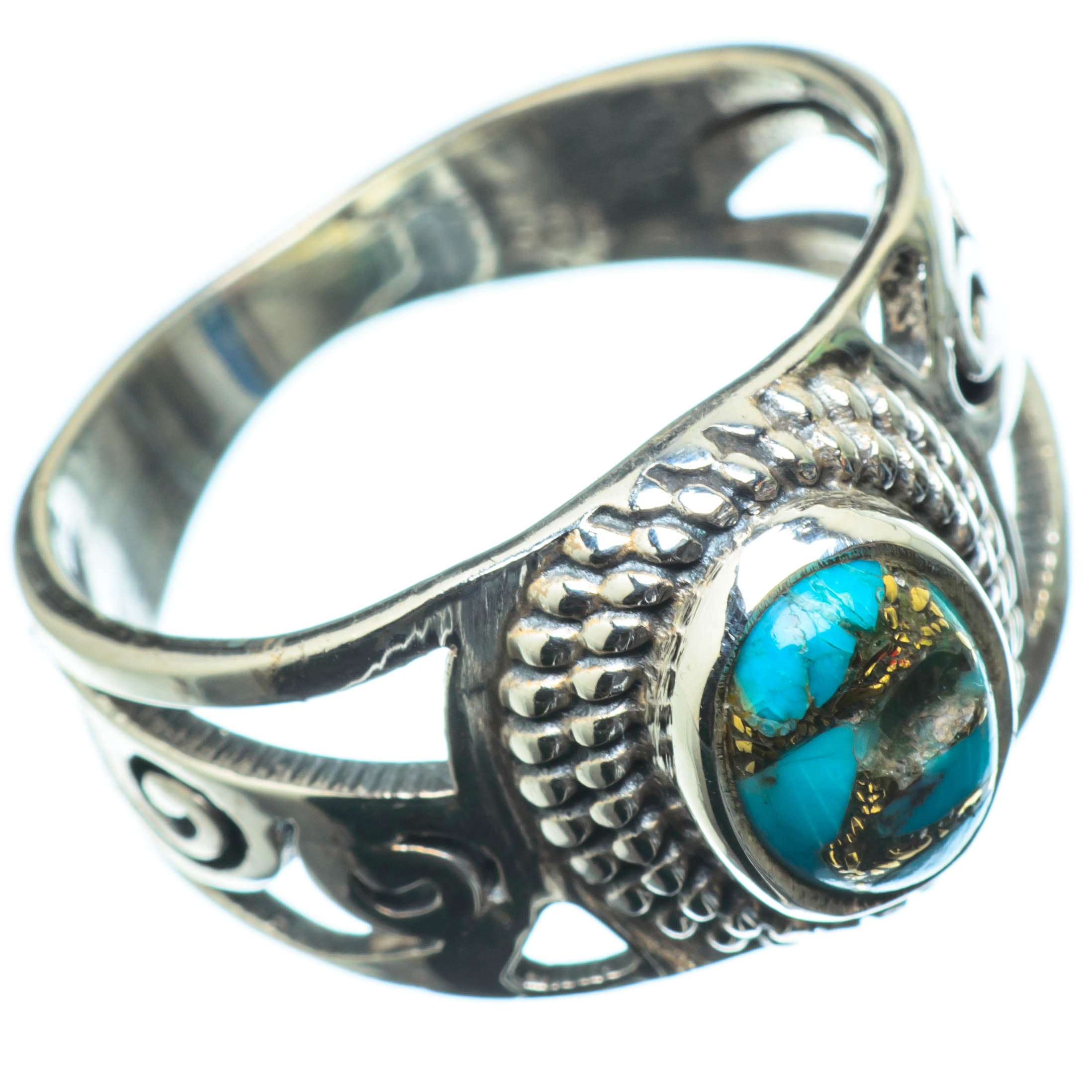 Green Copper Composite Turquoise Rings handcrafted by Anasilvercos - RING25390