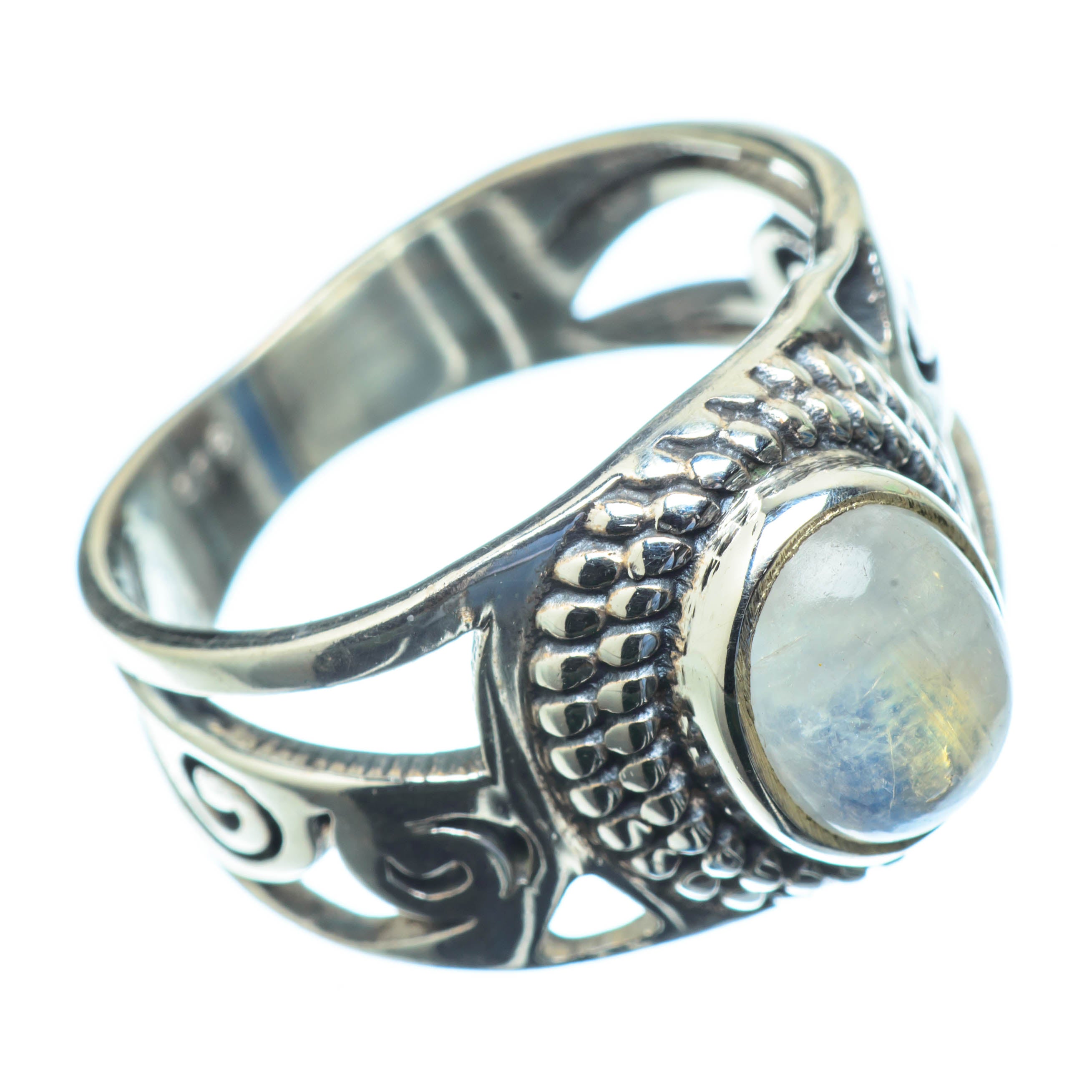 Rainbow Moonstone Rings handcrafted by Anasilvercos - RING25540