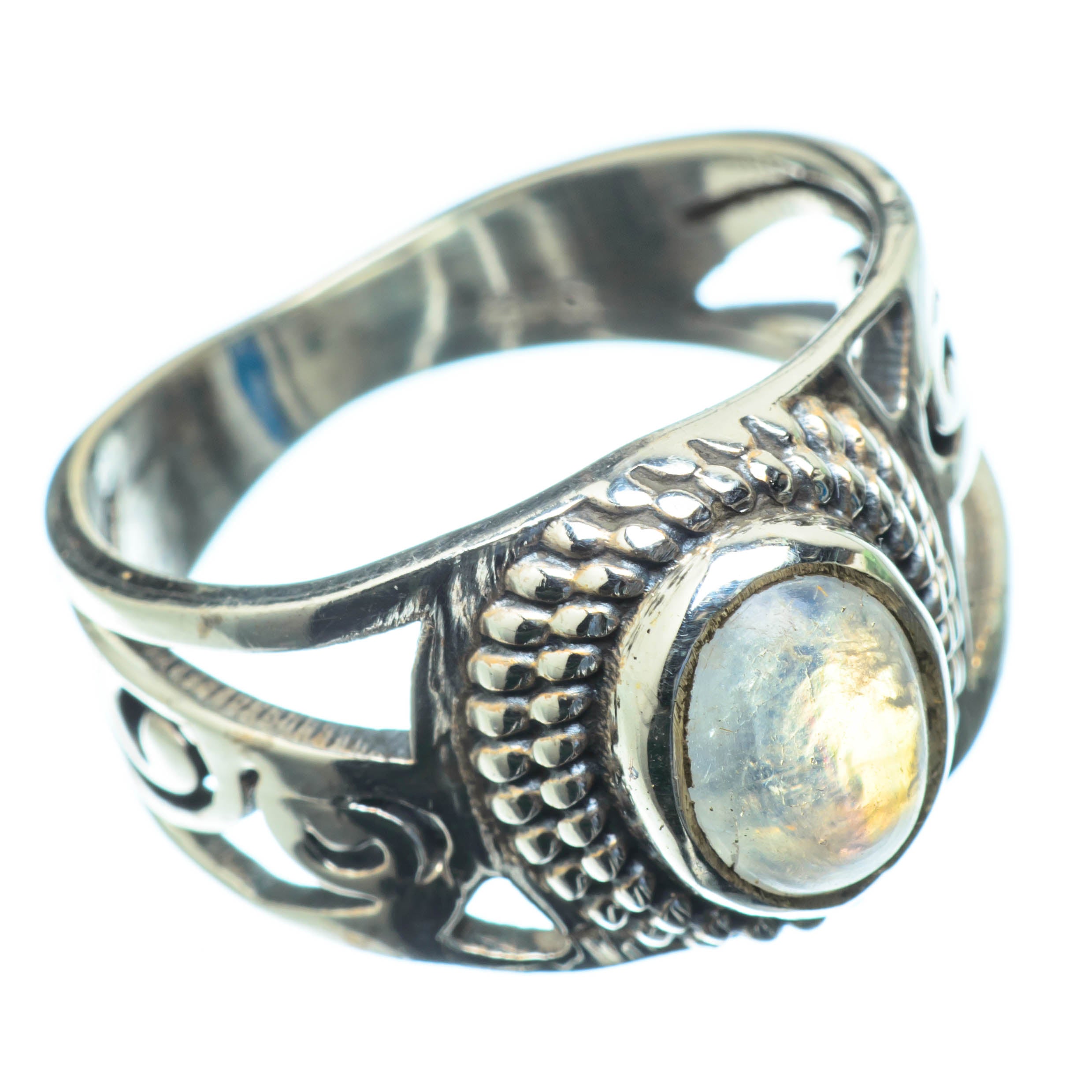 Rainbow Moonstone Rings handcrafted by Anasilvercos - RING25854