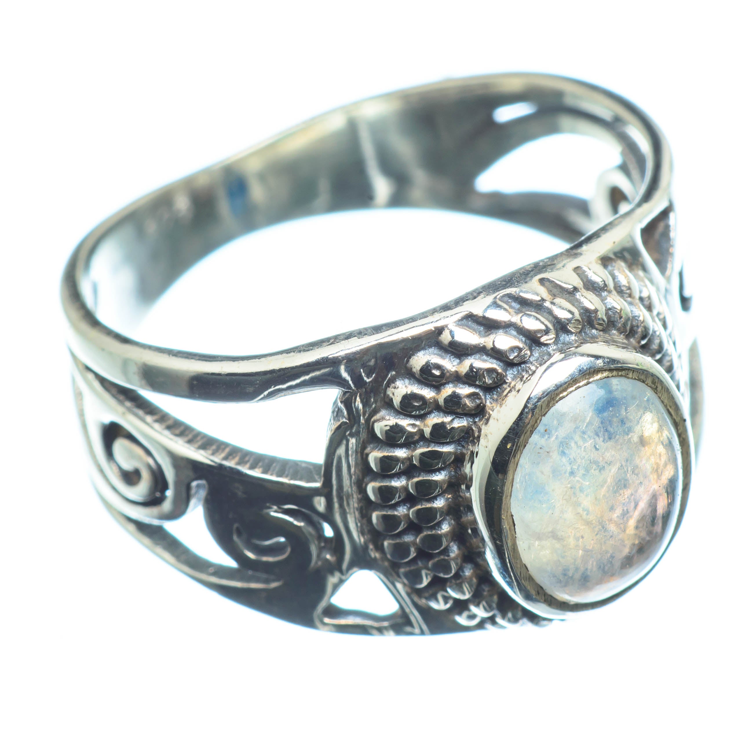 Rainbow Moonstone Rings handcrafted by Anasilvercos - RING26117