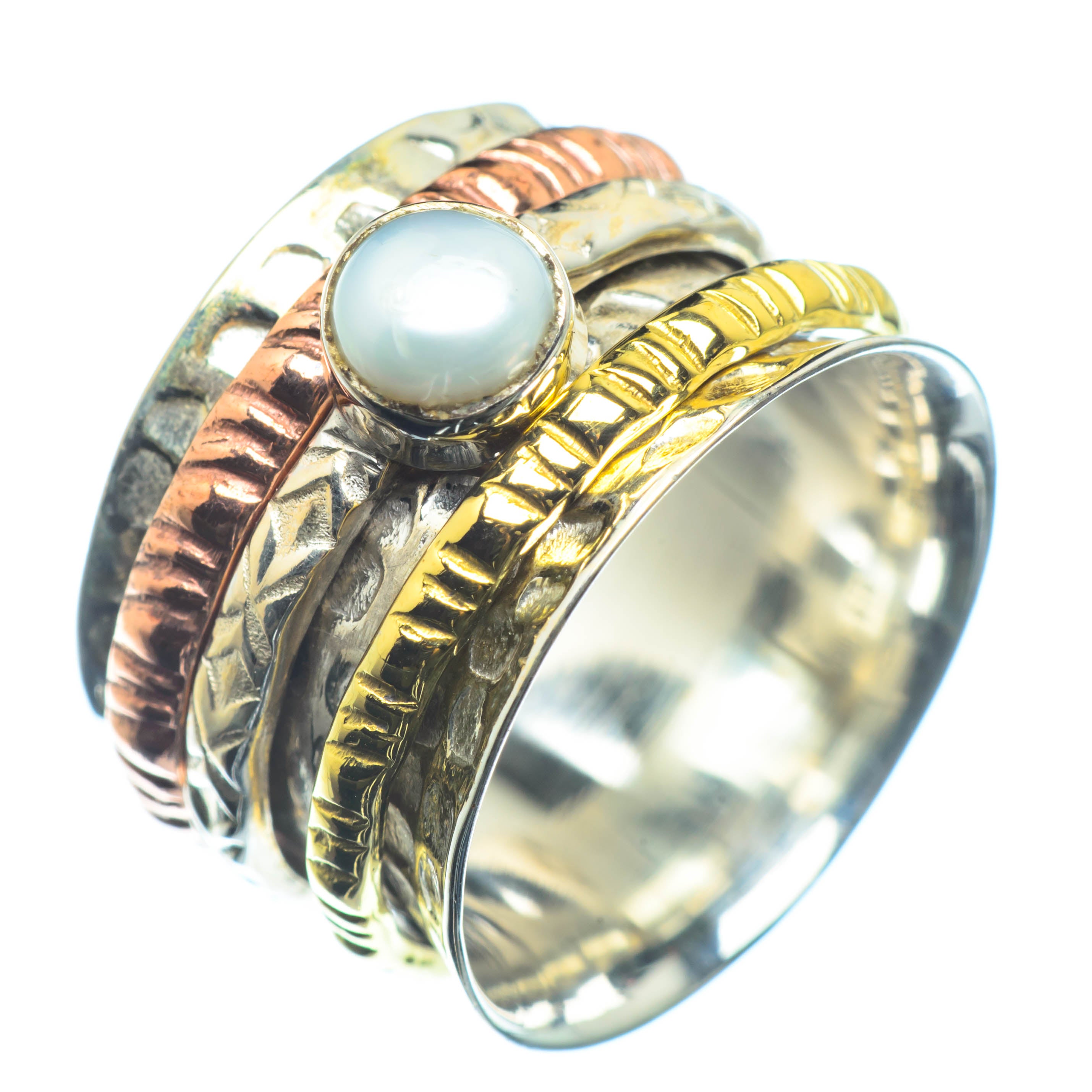 Cultured Pearl Copper Rings handcrafted by Anasilvercos - RING26144