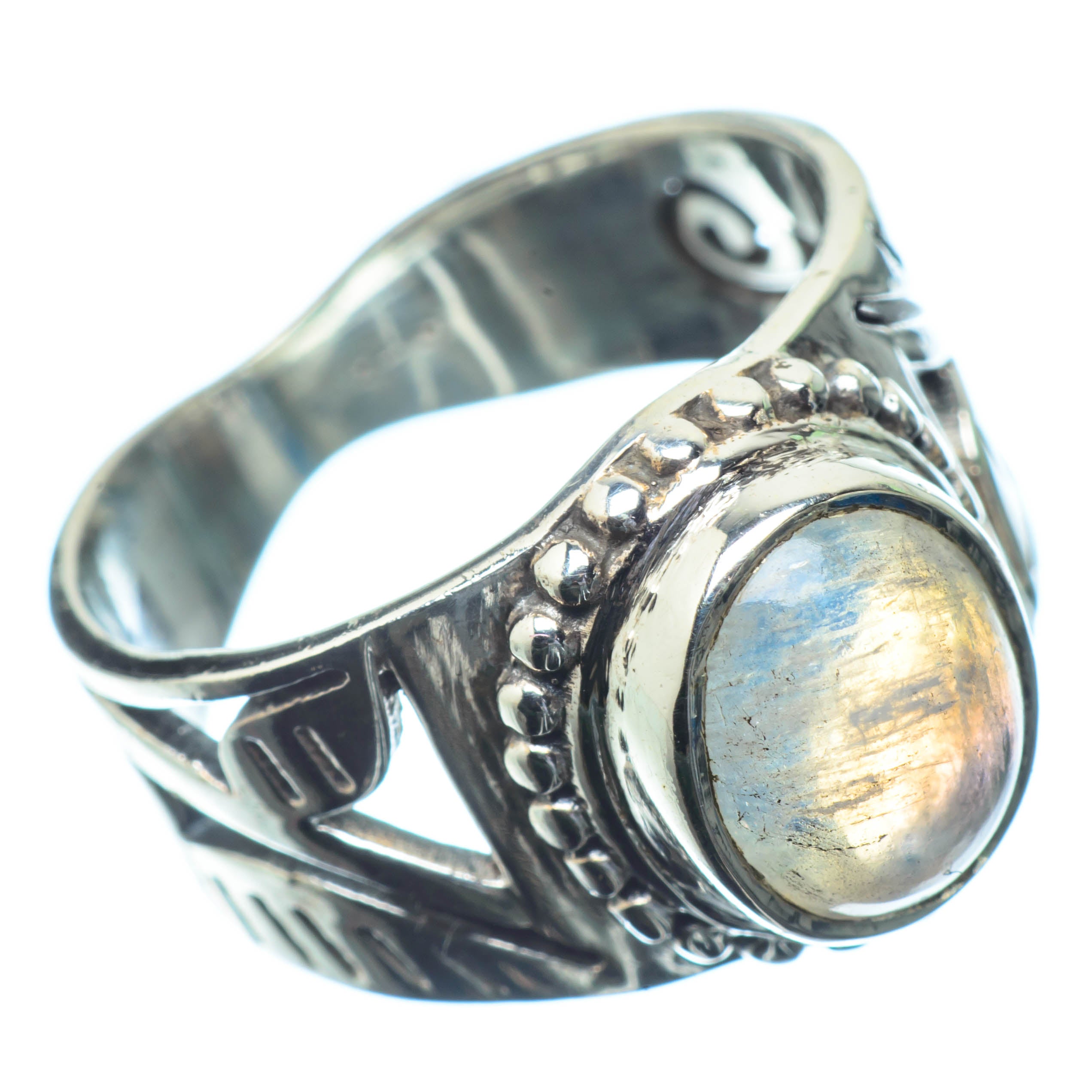 Rainbow Moonstone Rings handcrafted by Anasilvercos - RING26791