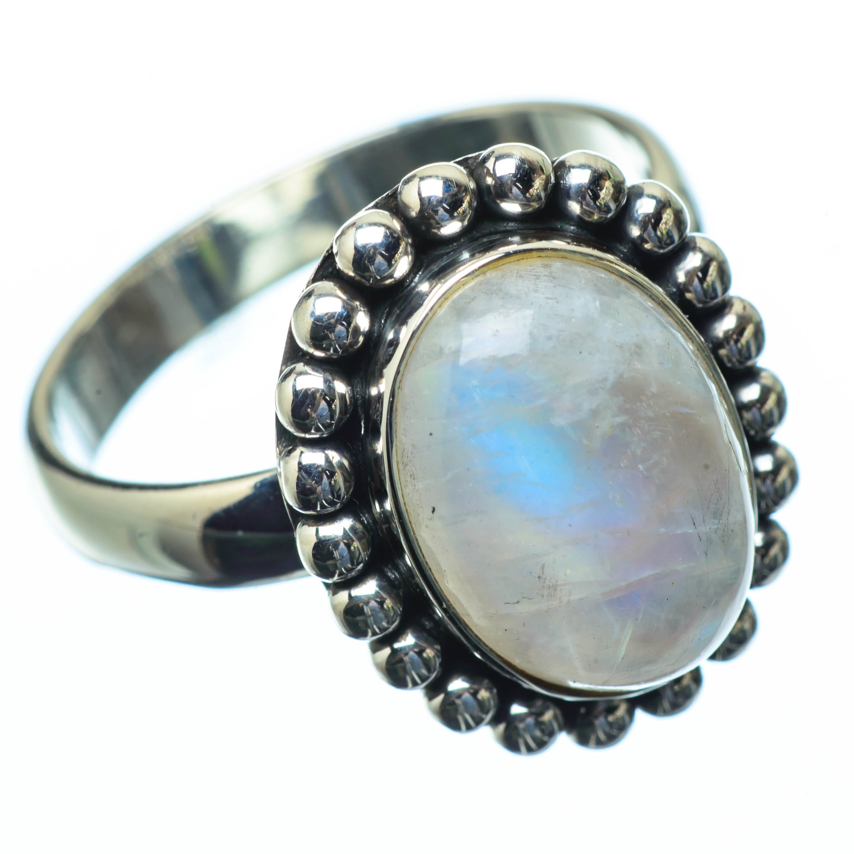 Rainbow Moonstone Rings handcrafted by Anasilvercos - RING27157
