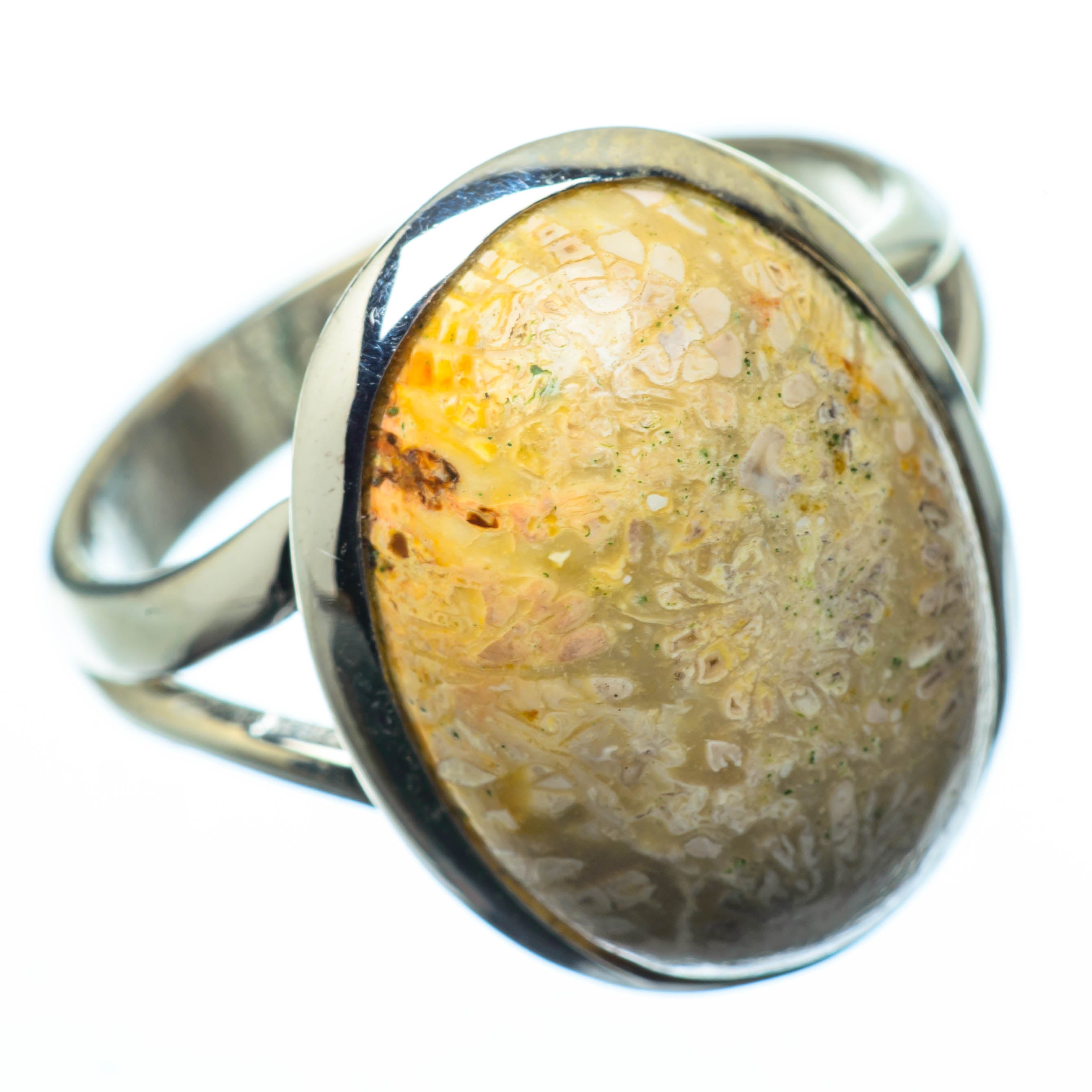 Fossil Coral Rings handcrafted by Anasilvercos - RING27562