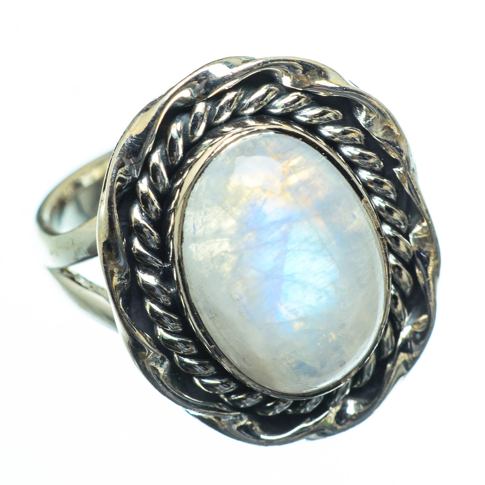 Rainbow Moonstone Rings handcrafted by Anasilvercos - RING28411