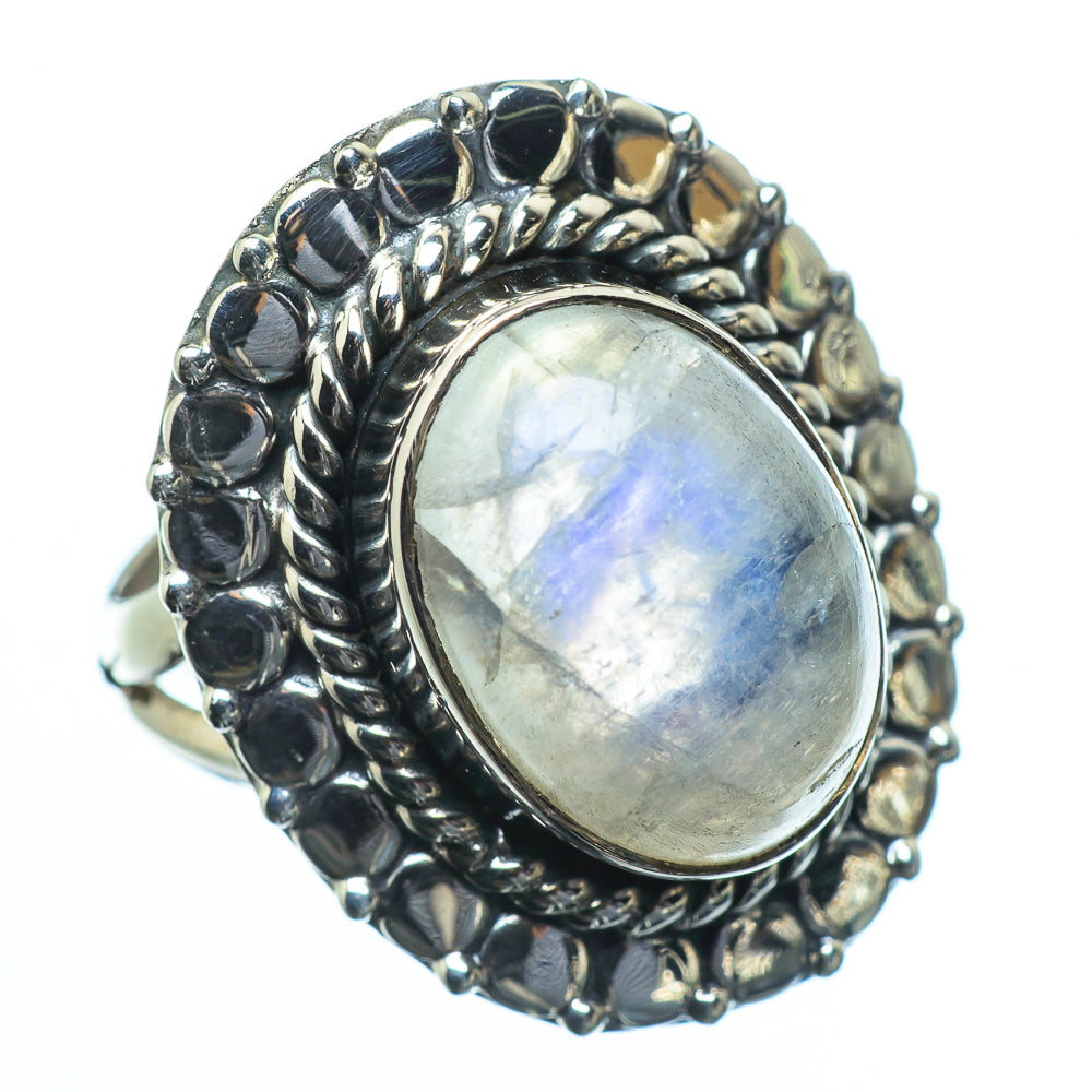 Rainbow Moonstone Rings handcrafted by Anasilvercos - RING28447