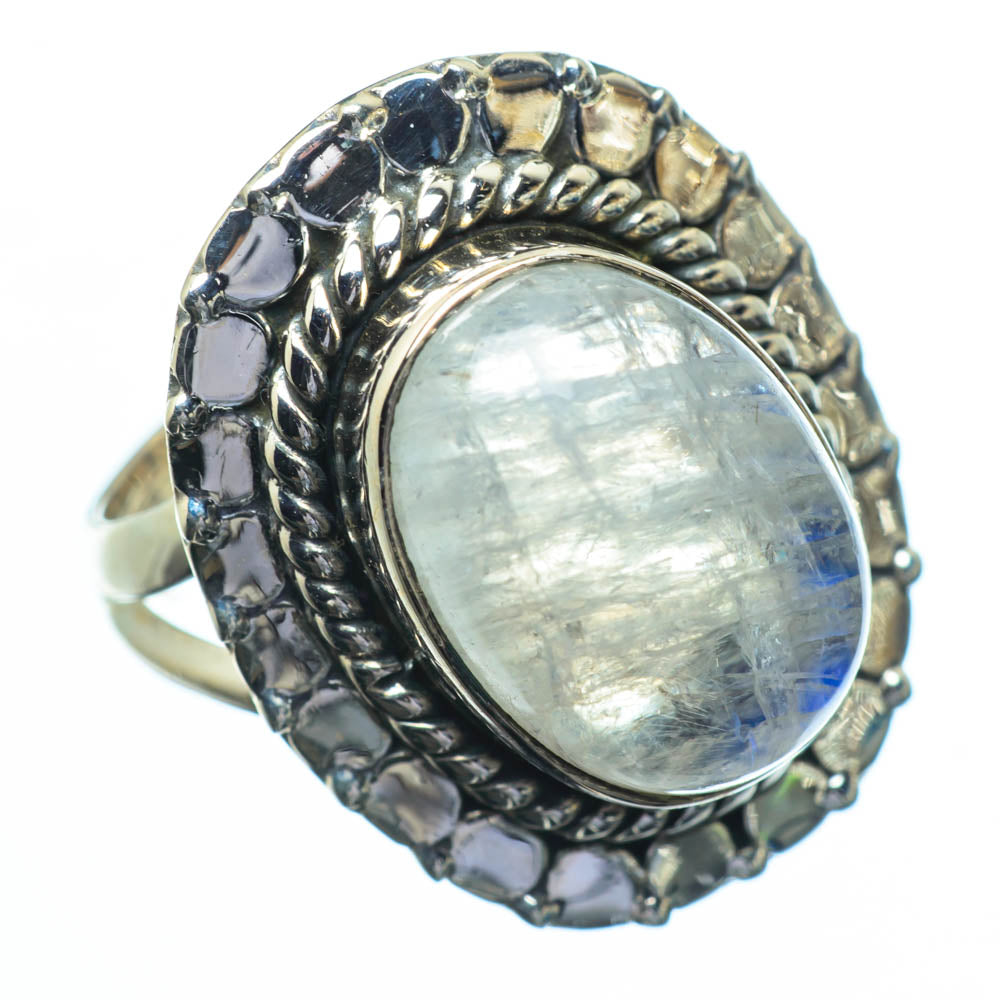 Rainbow Moonstone Rings handcrafted by Anasilvercos - RING28594
