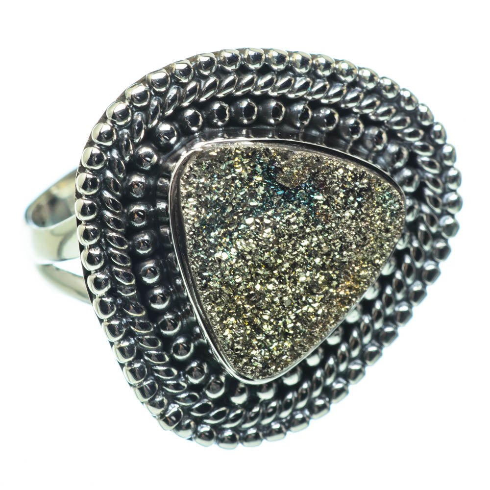 Spectro Pyrite Druzy Rings handcrafted by Anasilvercos - RING29218