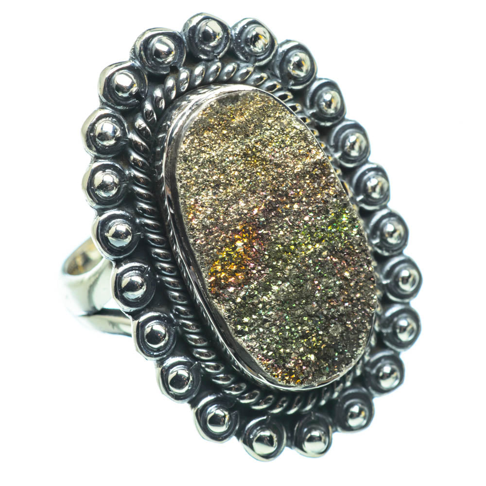 Spectro Pyrite Druzy Rings handcrafted by Anasilvercos - RING29528