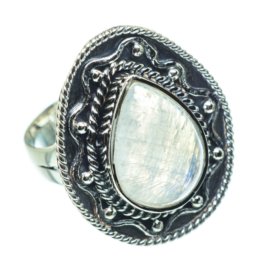 Rainbow Moonstone Rings handcrafted by Anasilvercos - RING30482