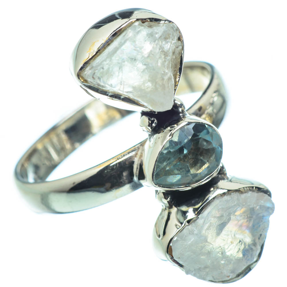 Rainbow Moonstone Rings handcrafted by Anasilvercos - RING30838