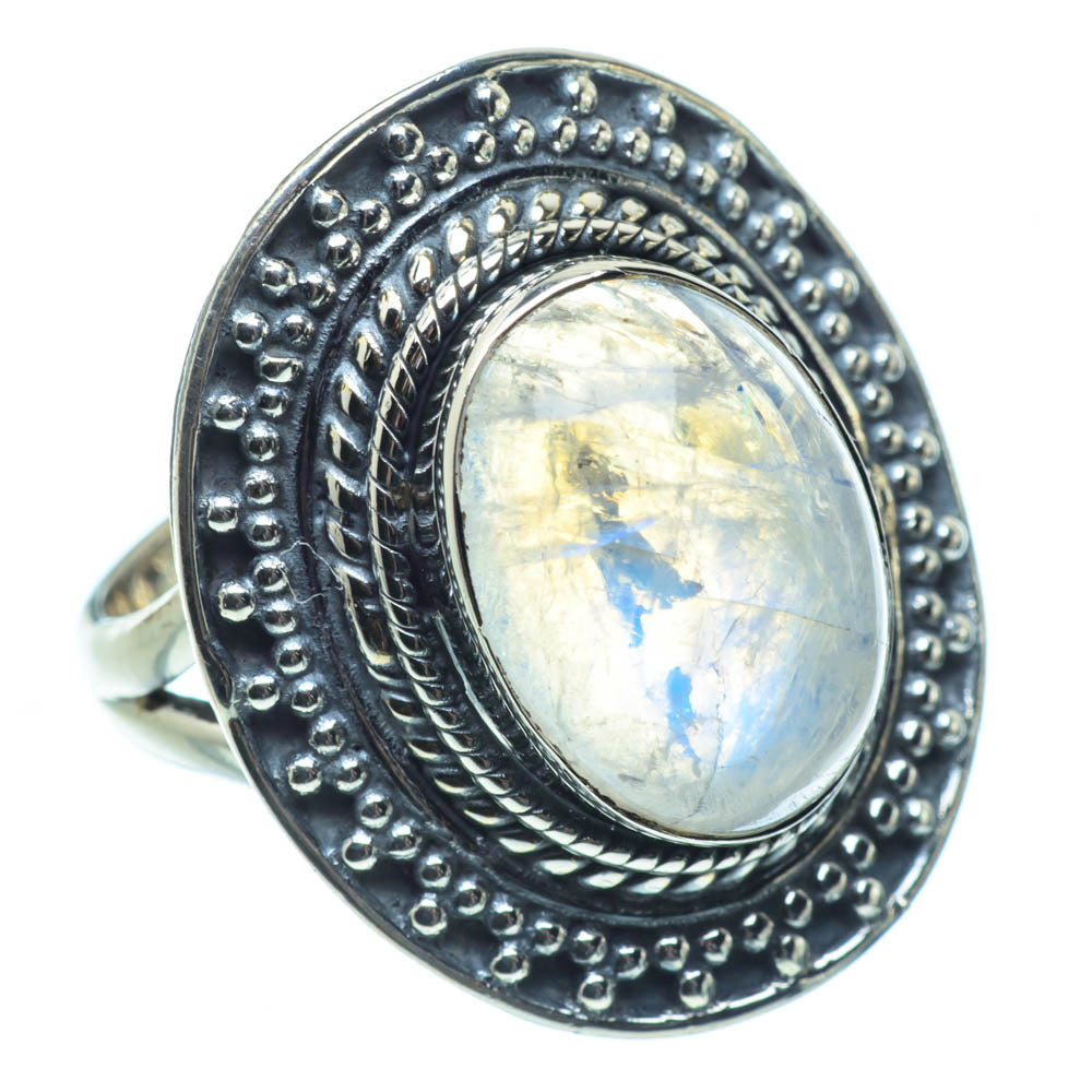 Rainbow Moonstone Rings handcrafted by Anasilvercos - RING30951