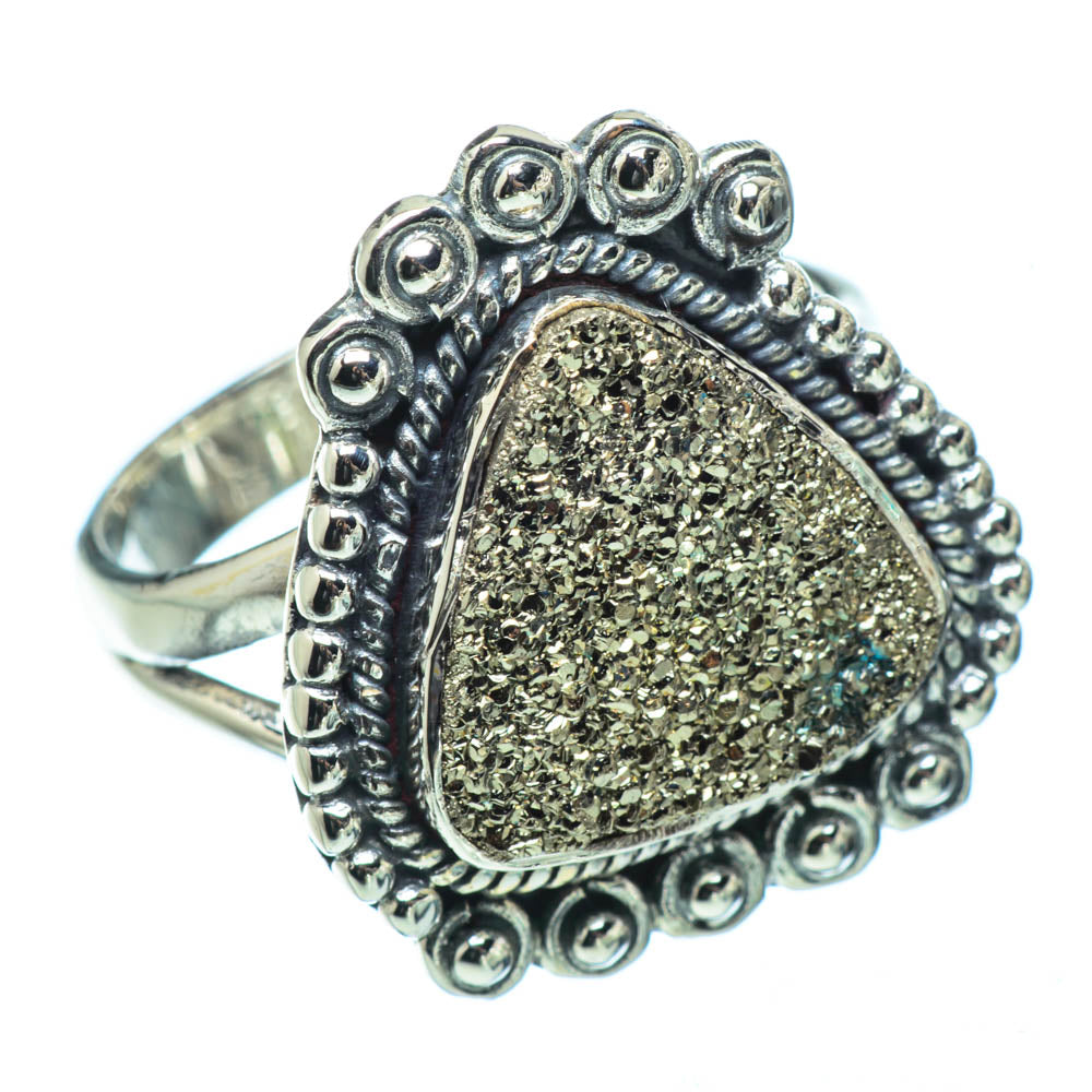 Spectro Pyrite Druzy Rings handcrafted by Anasilvercos - RING31644