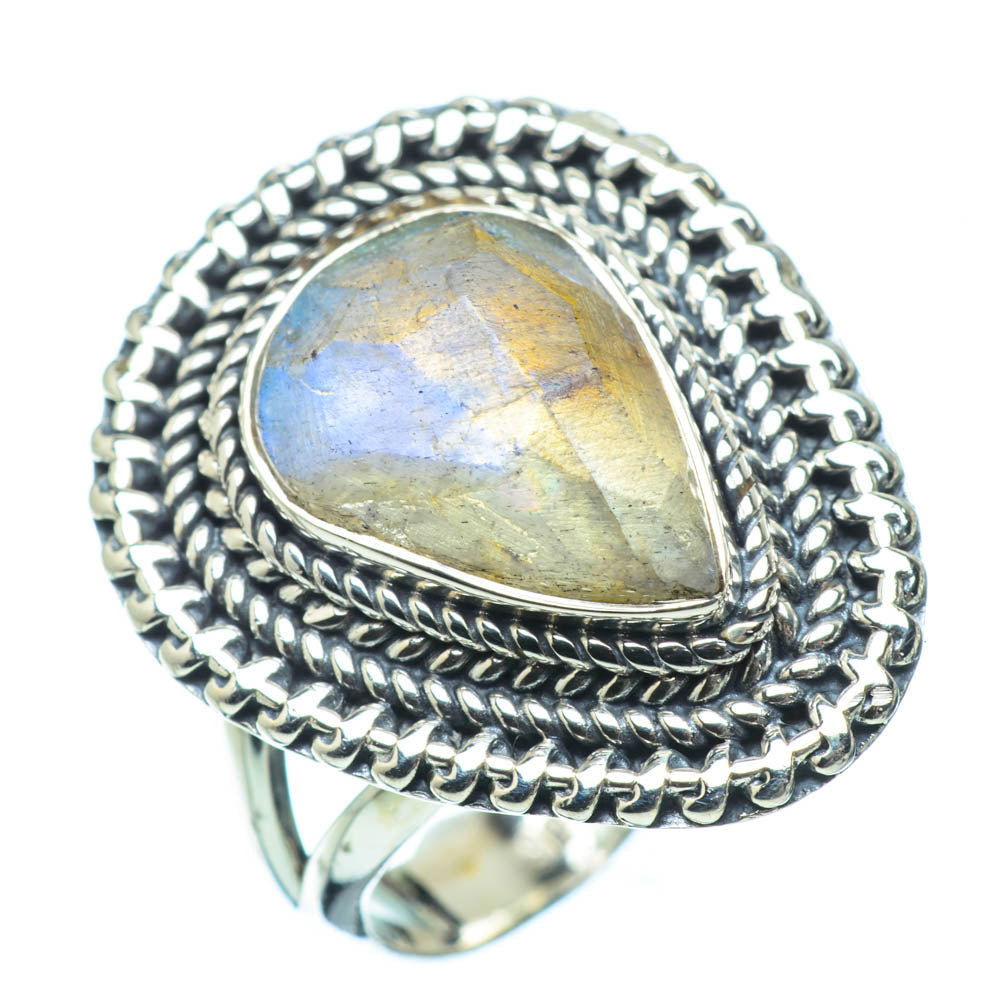 Rainbow Moonstone Rings handcrafted by Anasilvercos - RING32159
