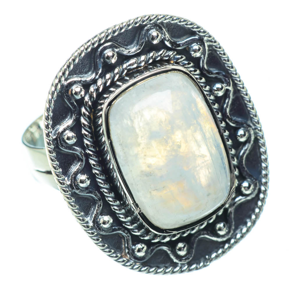 Rainbow Moonstone Rings handcrafted by Anasilvercos - RING32191