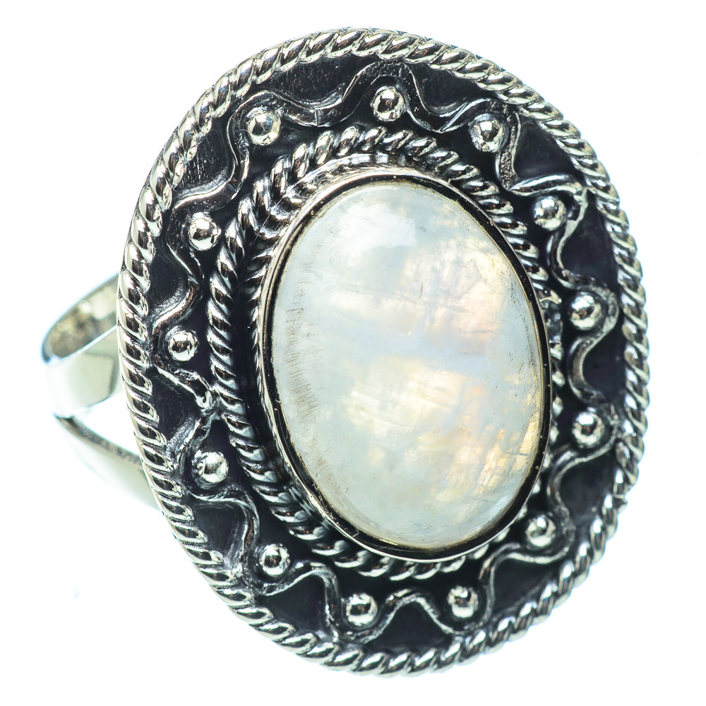 Rainbow Moonstone Rings handcrafted by Anasilvercos - RING32491