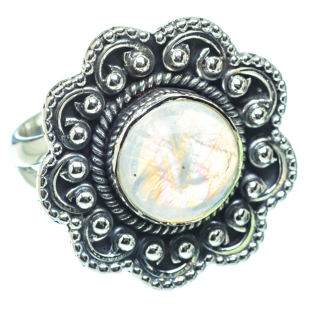 Rainbow Moonstone Rings handcrafted by Anasilvercos - RING32543