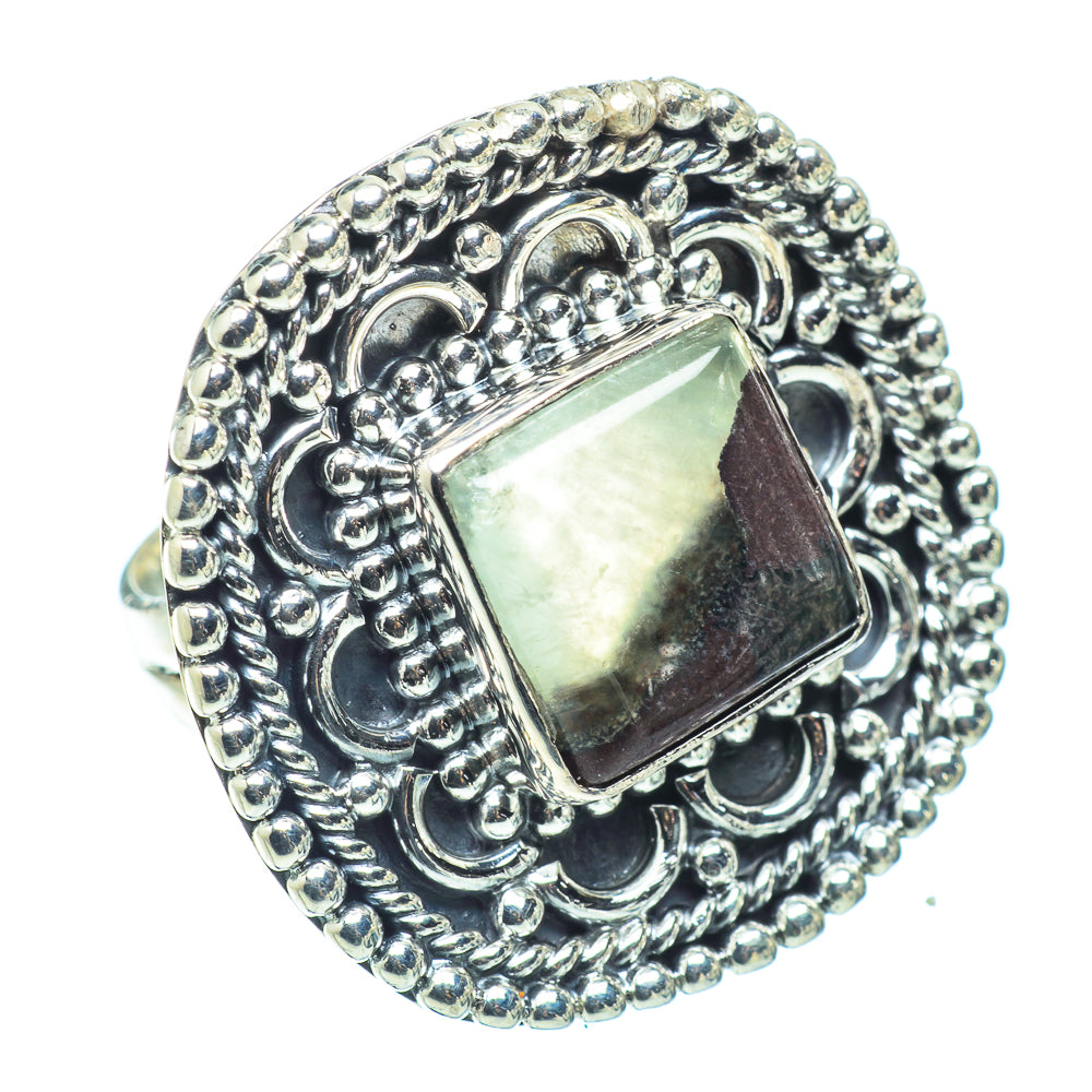 Boulder Prehnite Rings handcrafted by Anasilvercos - RING32693