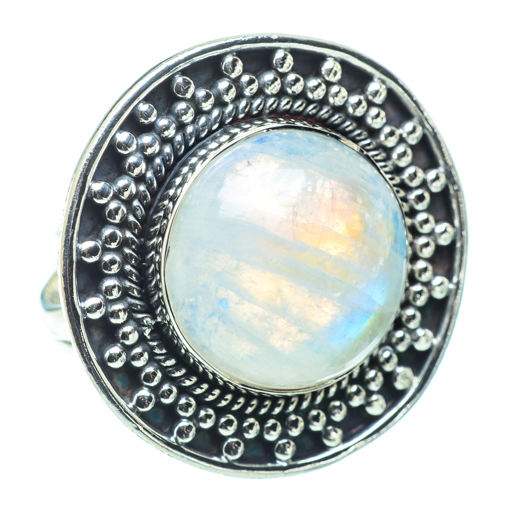 Rainbow Moonstone Rings handcrafted by Anasilvercos - RING32715
