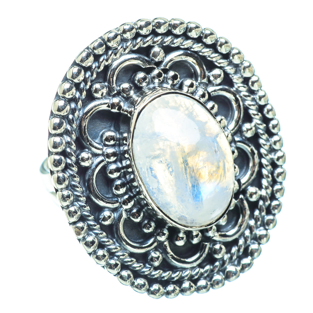 Rainbow Moonstone Rings handcrafted by Anasilvercos - RING32760