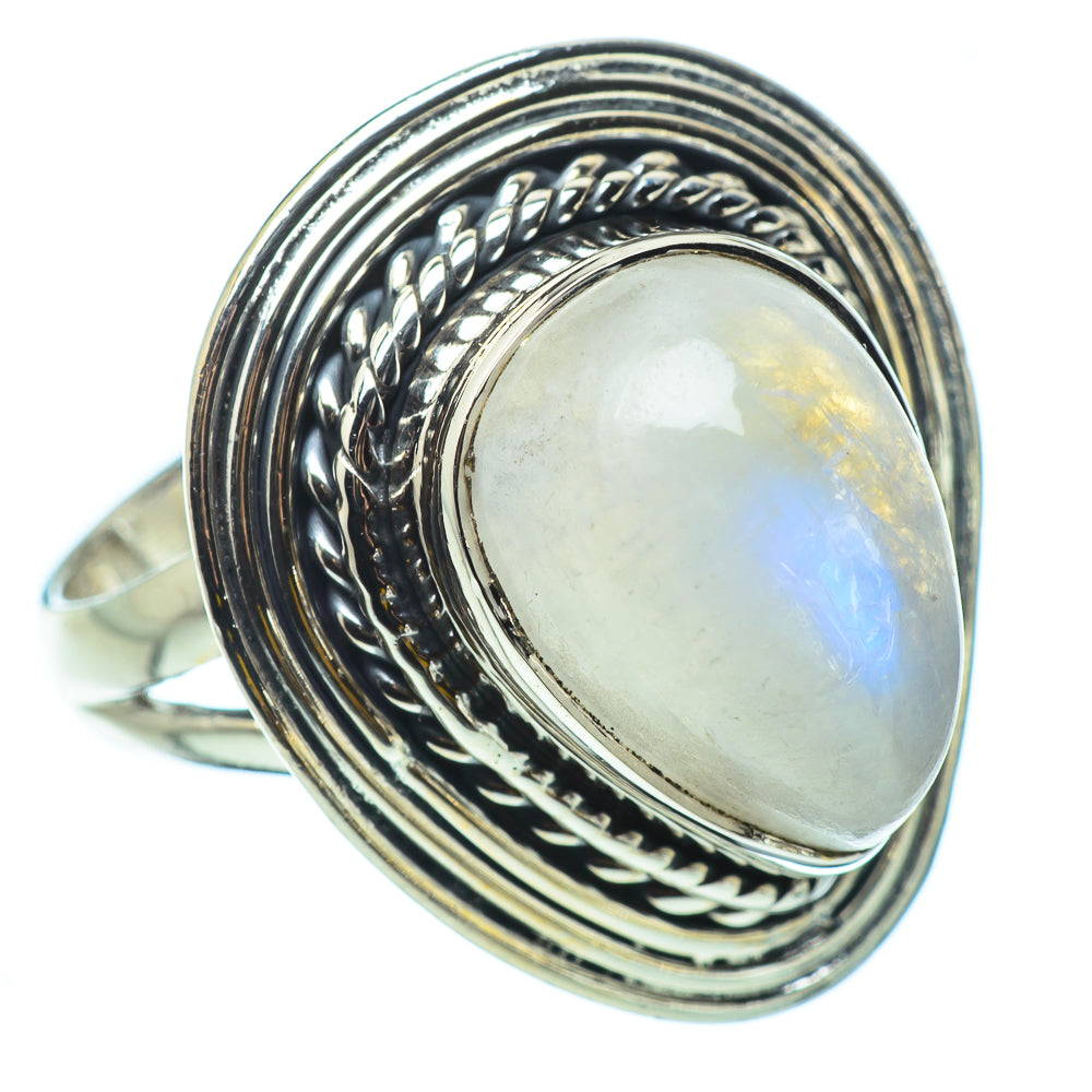 Rainbow Moonstone Rings handcrafted by Anasilvercos - RING32869