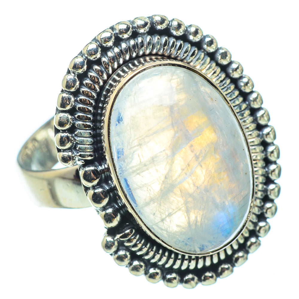 Rainbow Moonstone Rings handcrafted by Anasilvercos - RING32942