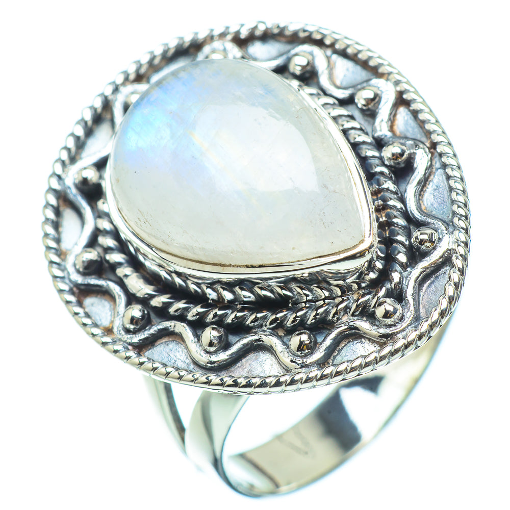 Rainbow Moonstone Rings handcrafted by Anasilvercos - RING32957