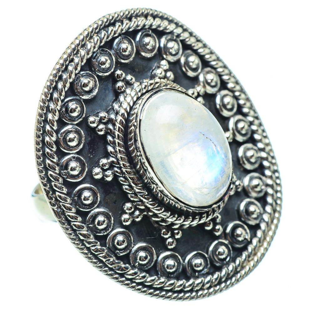 Rainbow Moonstone Rings handcrafted by Anasilvercos - RING33246