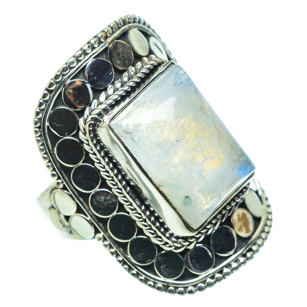 Rainbow Moonstone Rings handcrafted by Anasilvercos - RING33608