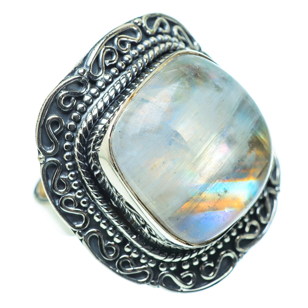 Rainbow Moonstone Rings handcrafted by Anasilvercos - RING33609