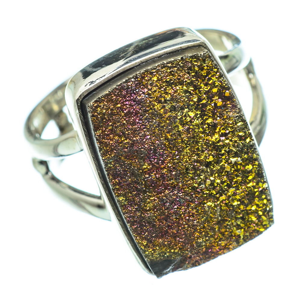 Spectro Pyrite Druzy Rings handcrafted by Anasilvercos - RING33811