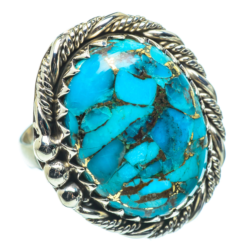 Blue Copper Composite Turquoise Rings handcrafted by Anasilvercos - RING33964
