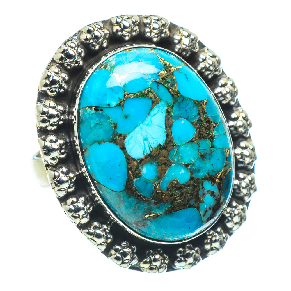 Blue Copper Composite Turquoise Rings handcrafted by Anasilvercos - RING34081
