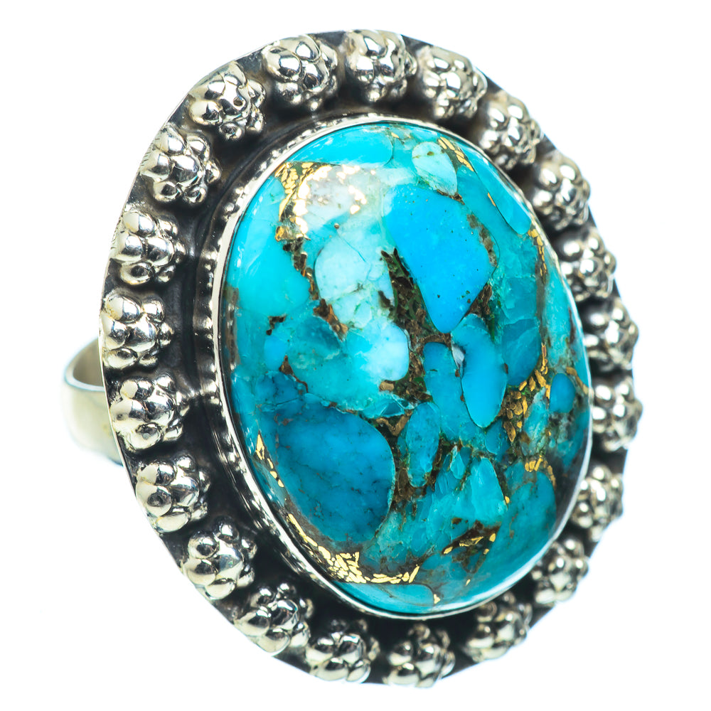 Blue Copper Composite Turquoise Rings handcrafted by Anasilvercos - RING34372
