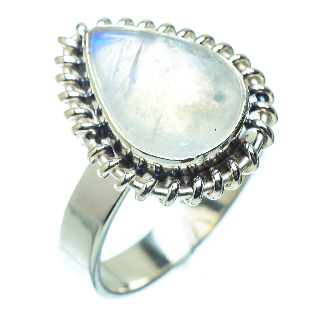 Rainbow Moonstone Rings handcrafted by Anasilvercos - RING34534