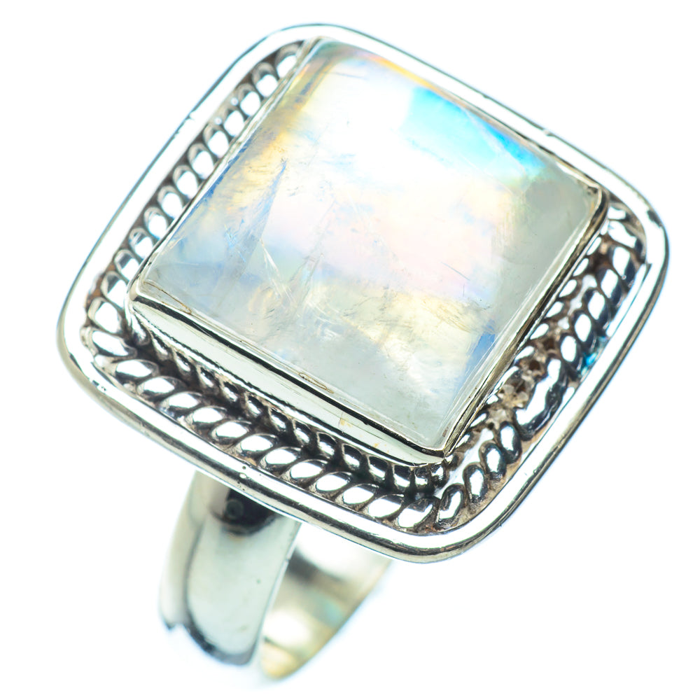 Rainbow Moonstone Rings handcrafted by Anasilvercos - RING34586