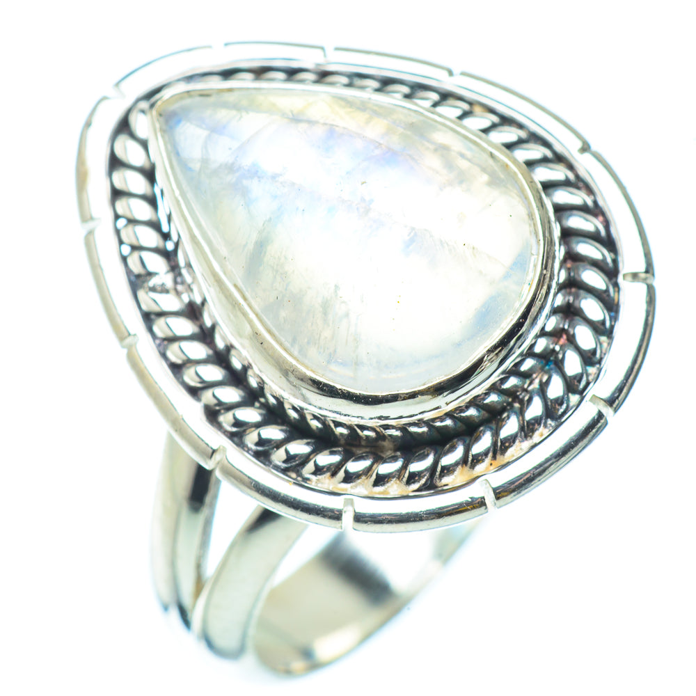 Rainbow Moonstone Rings handcrafted by Anasilvercos - RING34858
