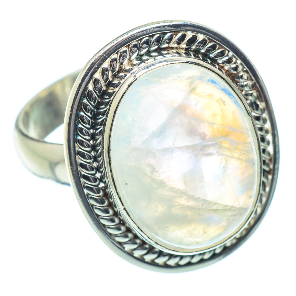 Rainbow Moonstone Rings handcrafted by Anasilvercos - RING34975