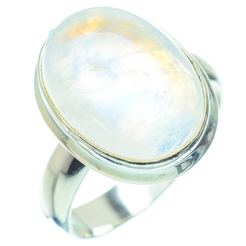 Rainbow Moonstone Rings handcrafted by Anasilvercos - RING35051