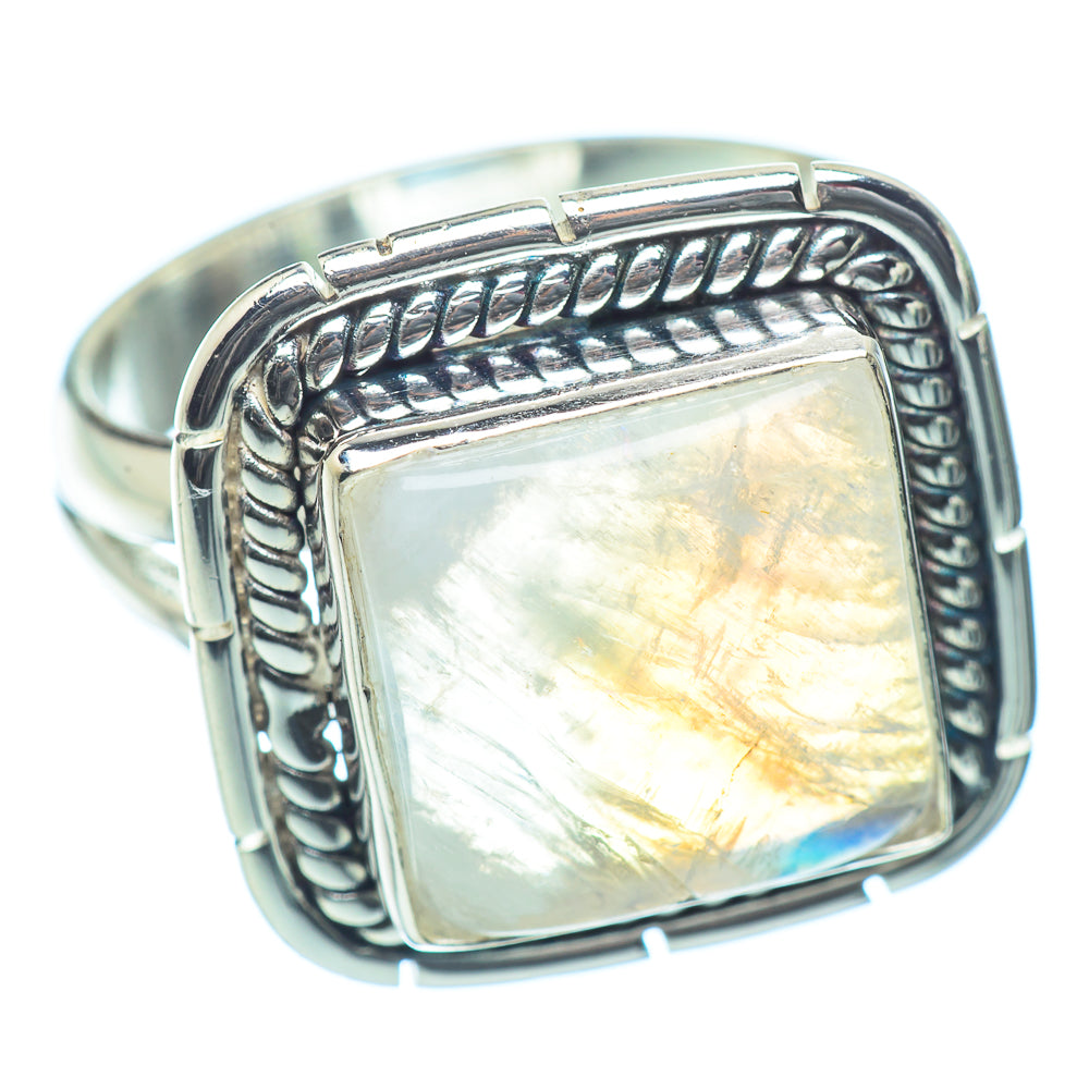 Rainbow Moonstone Rings handcrafted by Anasilvercos - RING35340