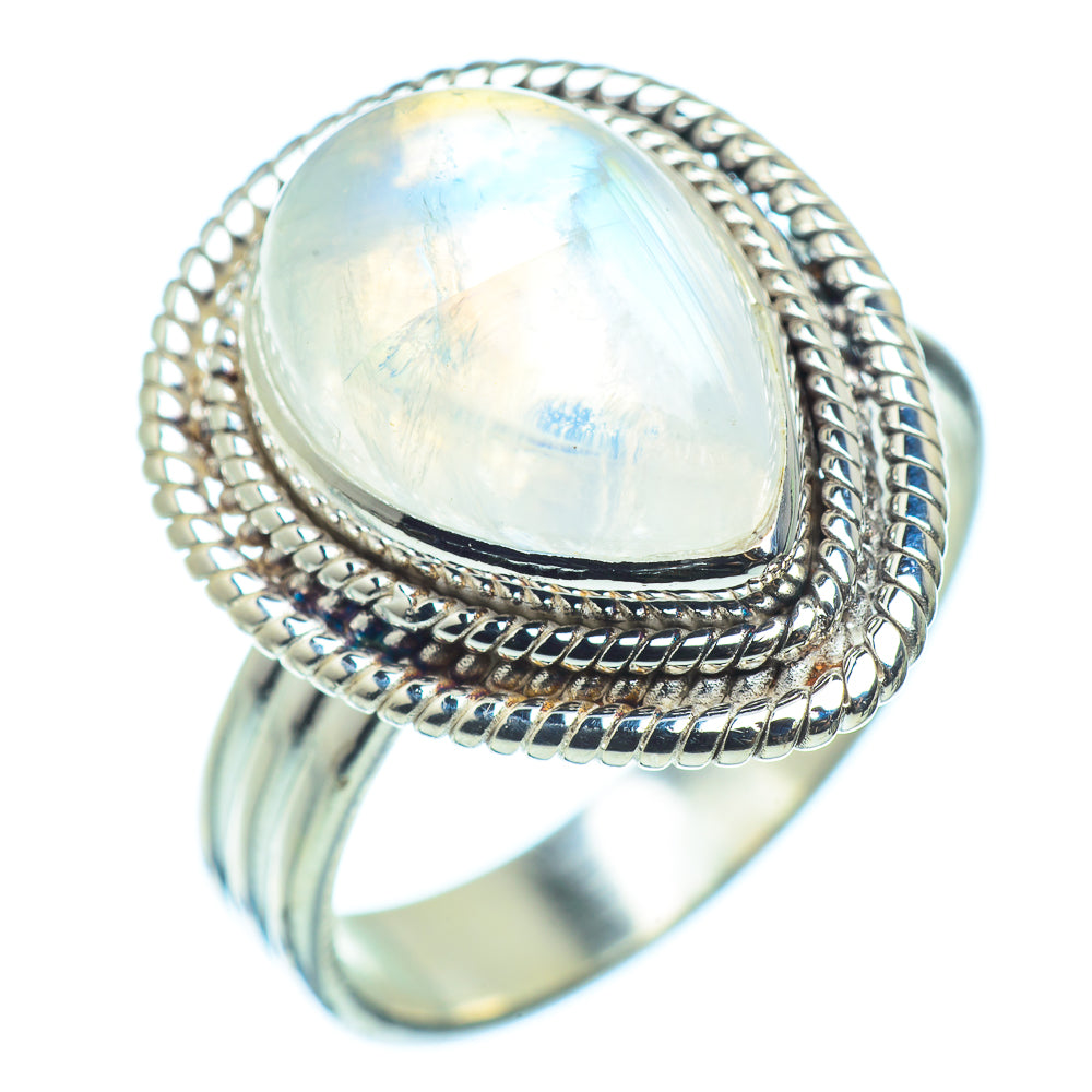 Rainbow Moonstone Rings handcrafted by Anasilvercos - RING35582