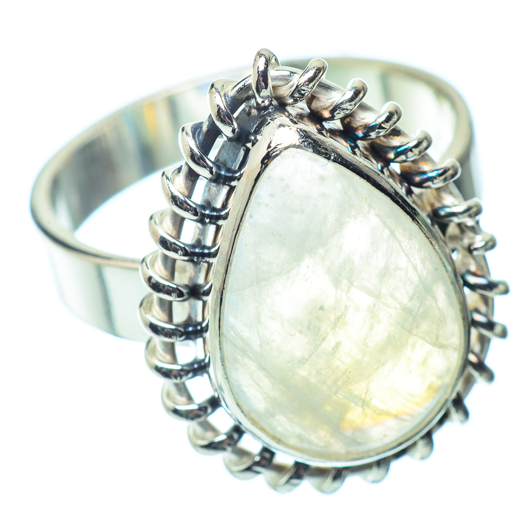 Rainbow Moonstone Rings handcrafted by Anasilvercos - RING35739
