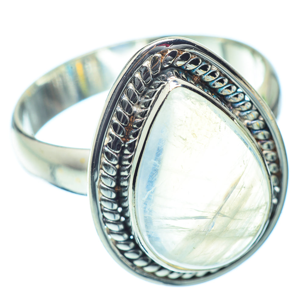 Rainbow Moonstone Rings handcrafted by Anasilvercos - RING35746