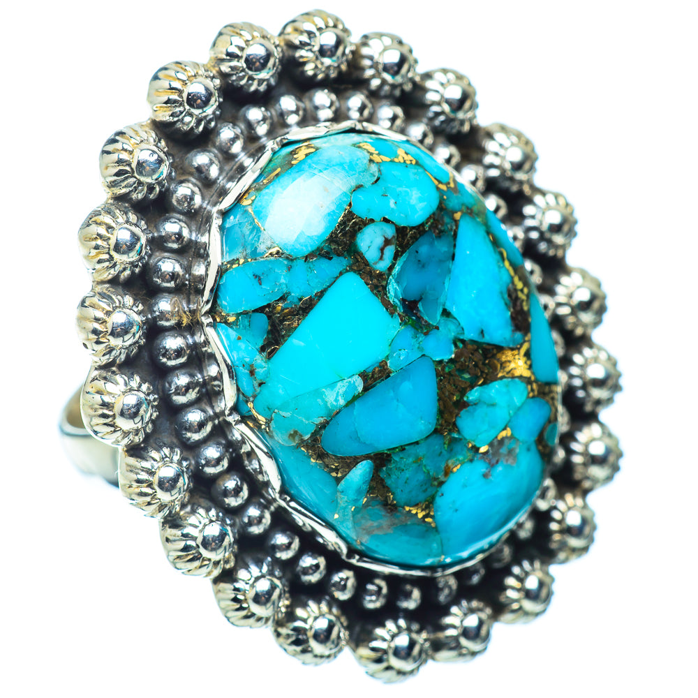 Blue Copper Composite Turquoise Rings handcrafted by Anasilvercos - RING36046