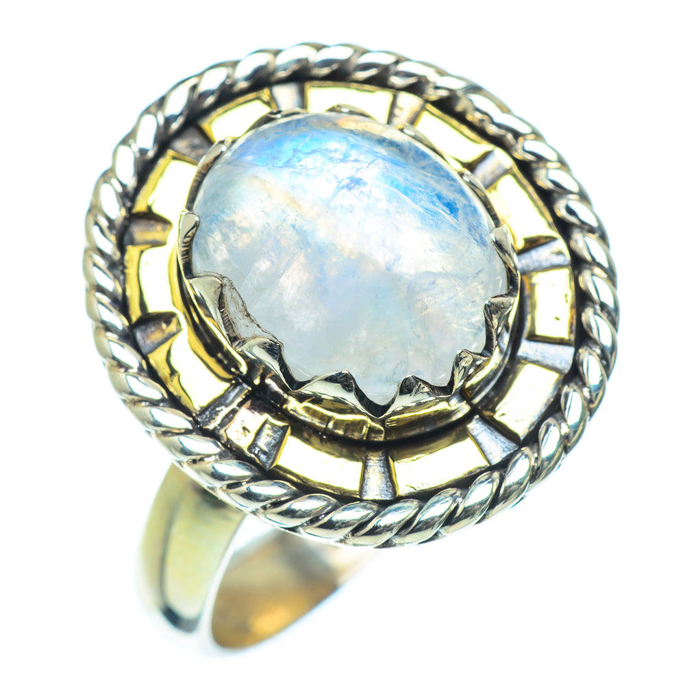 Rainbow Moonstone Rings handcrafted by Anasilvercos - RING38267
