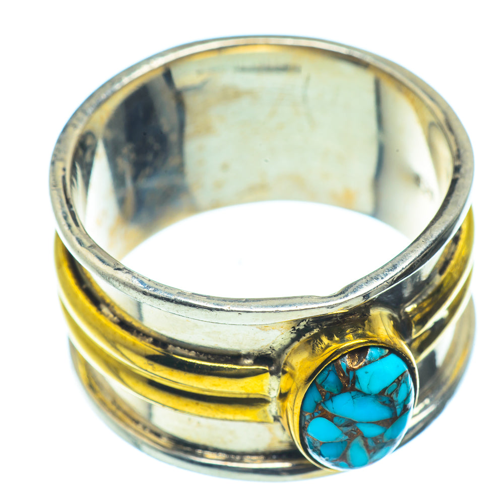 Blue Copper Composite Turquoise Rings handcrafted by Anasilvercos - RING38390