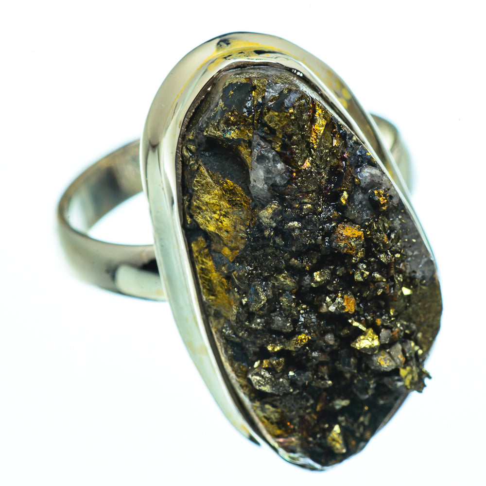 Spectro Pyrite Druzy Rings handcrafted by Anasilvercos - RING40292